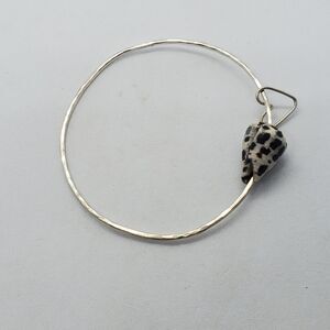 Sterling Silver Bangle Bracelet with Shell and Heart Charm